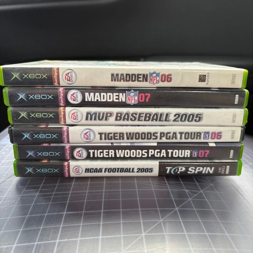 EA Sports Xbox Video Game Lot 6 Games Madden Tiger‎ Woods MVP Baseball Good